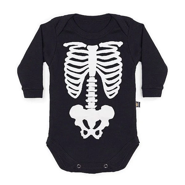 Miniatura: Body Infantil Manga Longa Half Face Preto A108202220