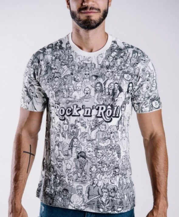 Camiseta Rock N Roll Ídolos Branco Marrockus K010