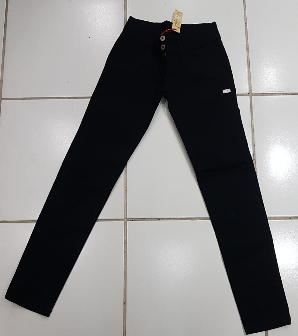 Miniatura: Calça Jeans Feminina Preta Tranchant Cintura Baixa CJ002
