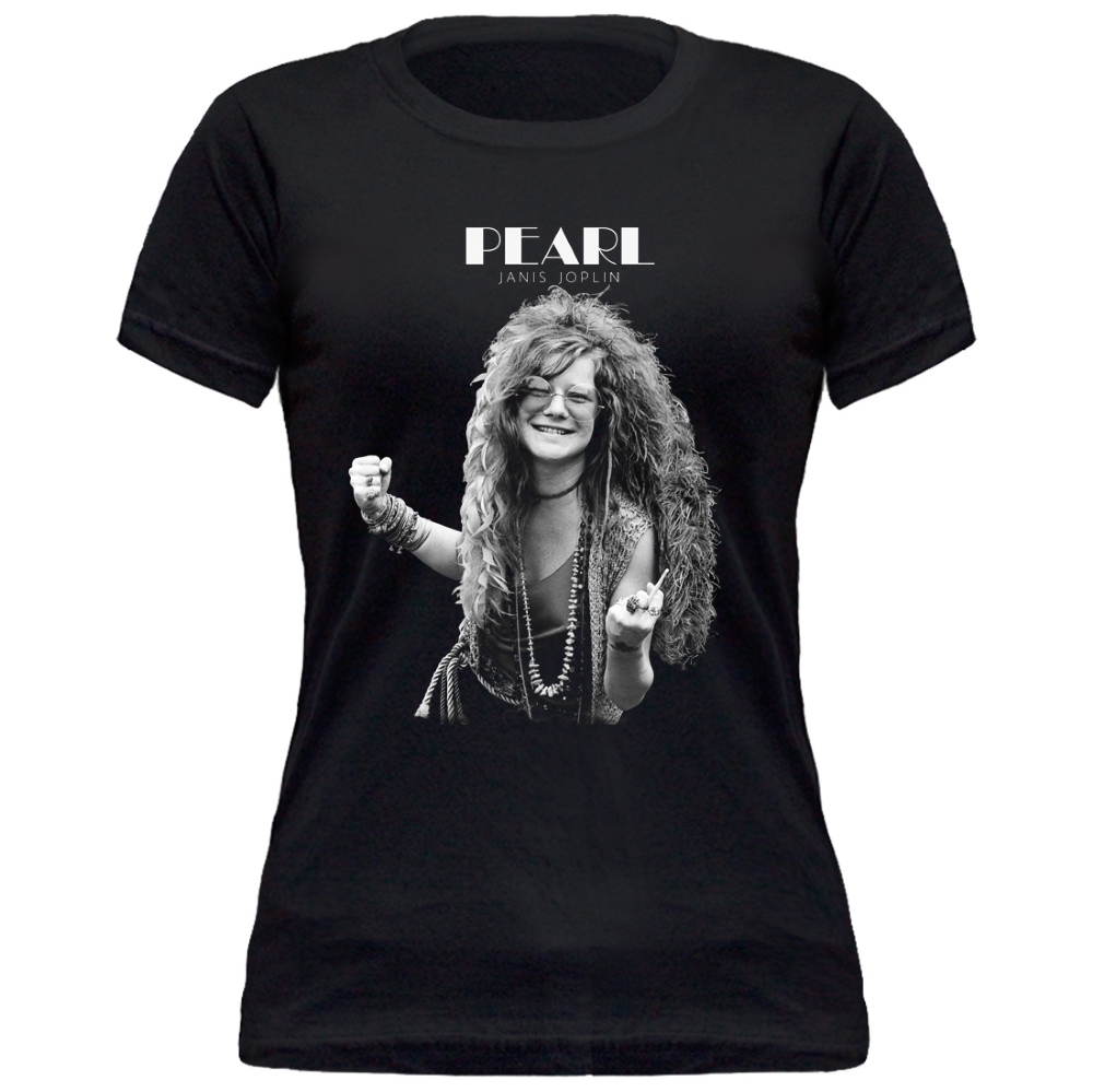 Camiseta Feminina Janis Joplin Baby Look Preto BB491