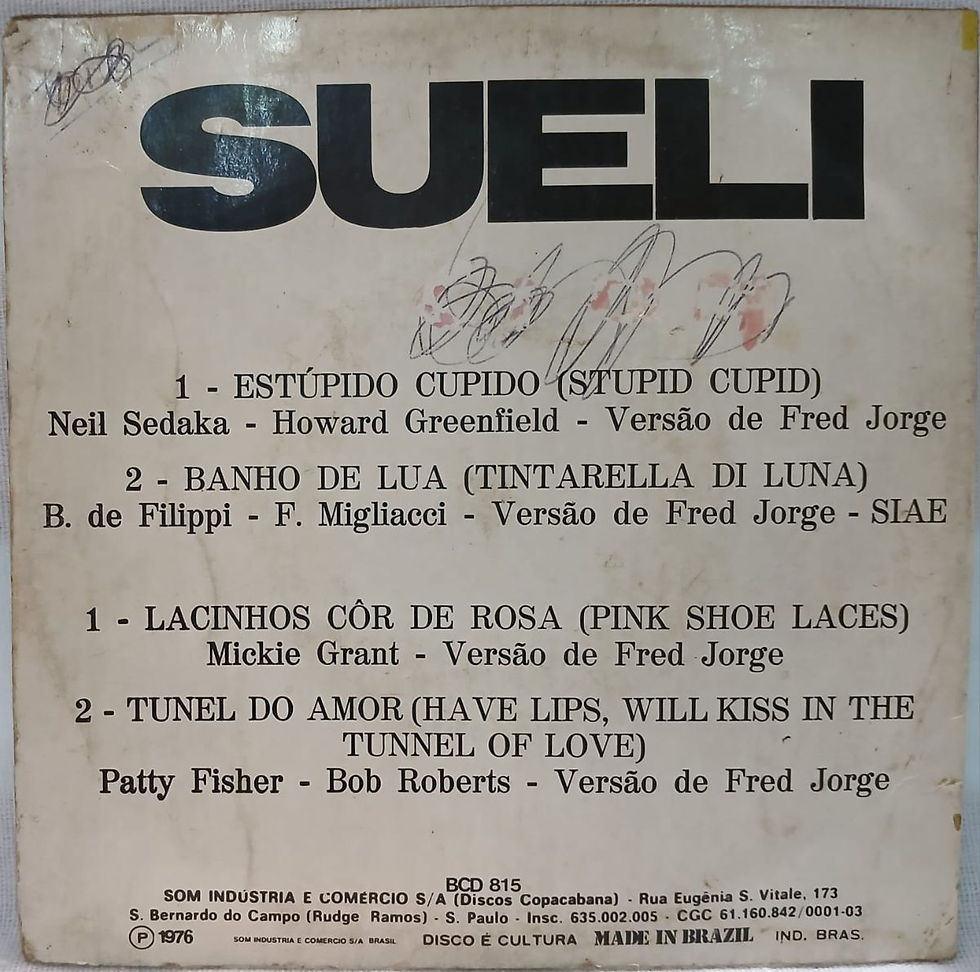Miniatura: LP Compacto 7´´ Usado Sueli Estúpido Cupido / Banho De Lua