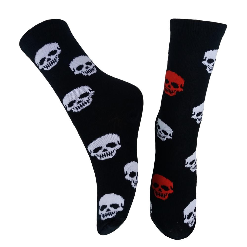 Meia Cano Médio Divertida Caveiras em Algodão Infantil MM205