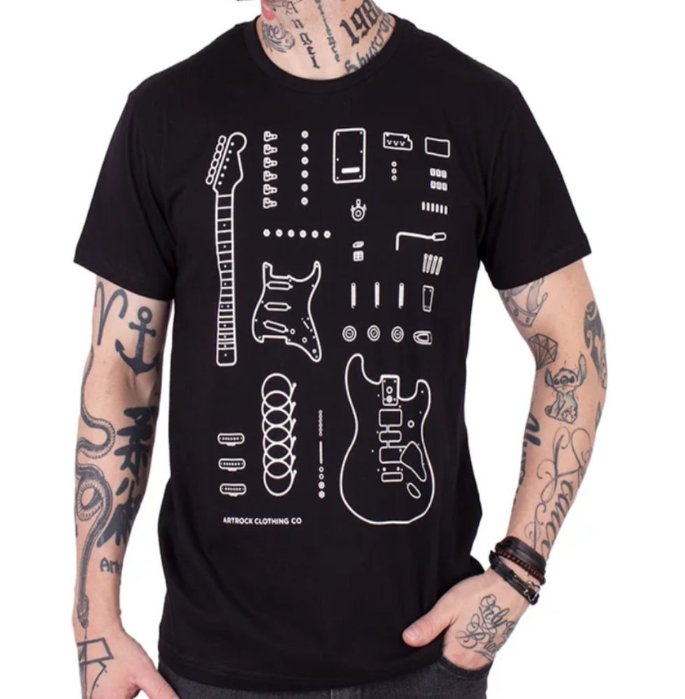 Camiseta Guitarra Deconstruction Plus Size Preto A1270701