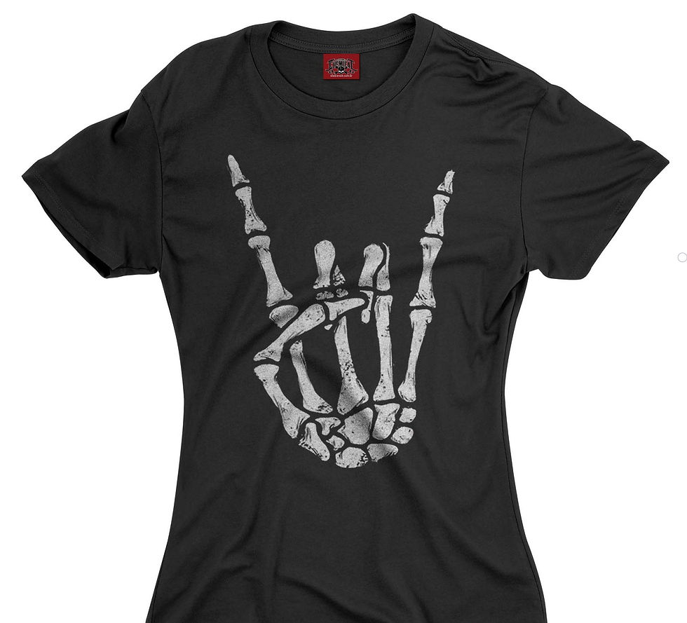 Camiseta Feminina Eskeleton Hand Baby Look Preto C2002