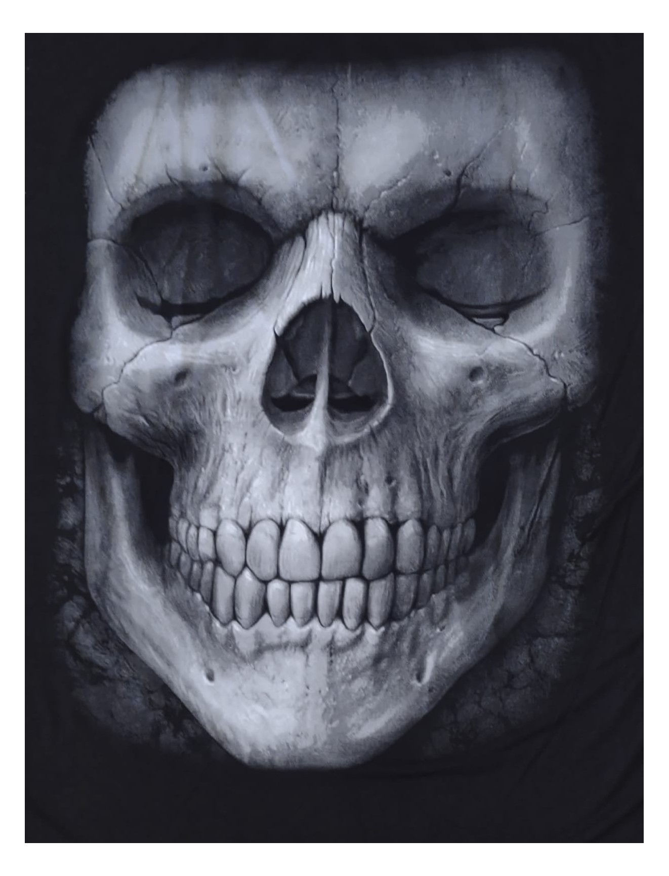 Camiseta Feminina Skull Envelhecida Gola Canoa Preto JRSK6