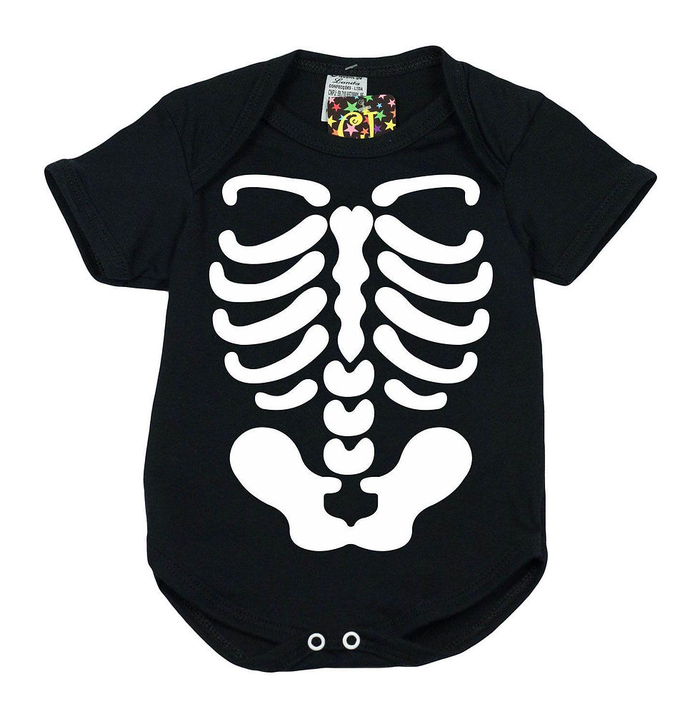 Body Infantil Esqueleto Preto e Branco BEQ01