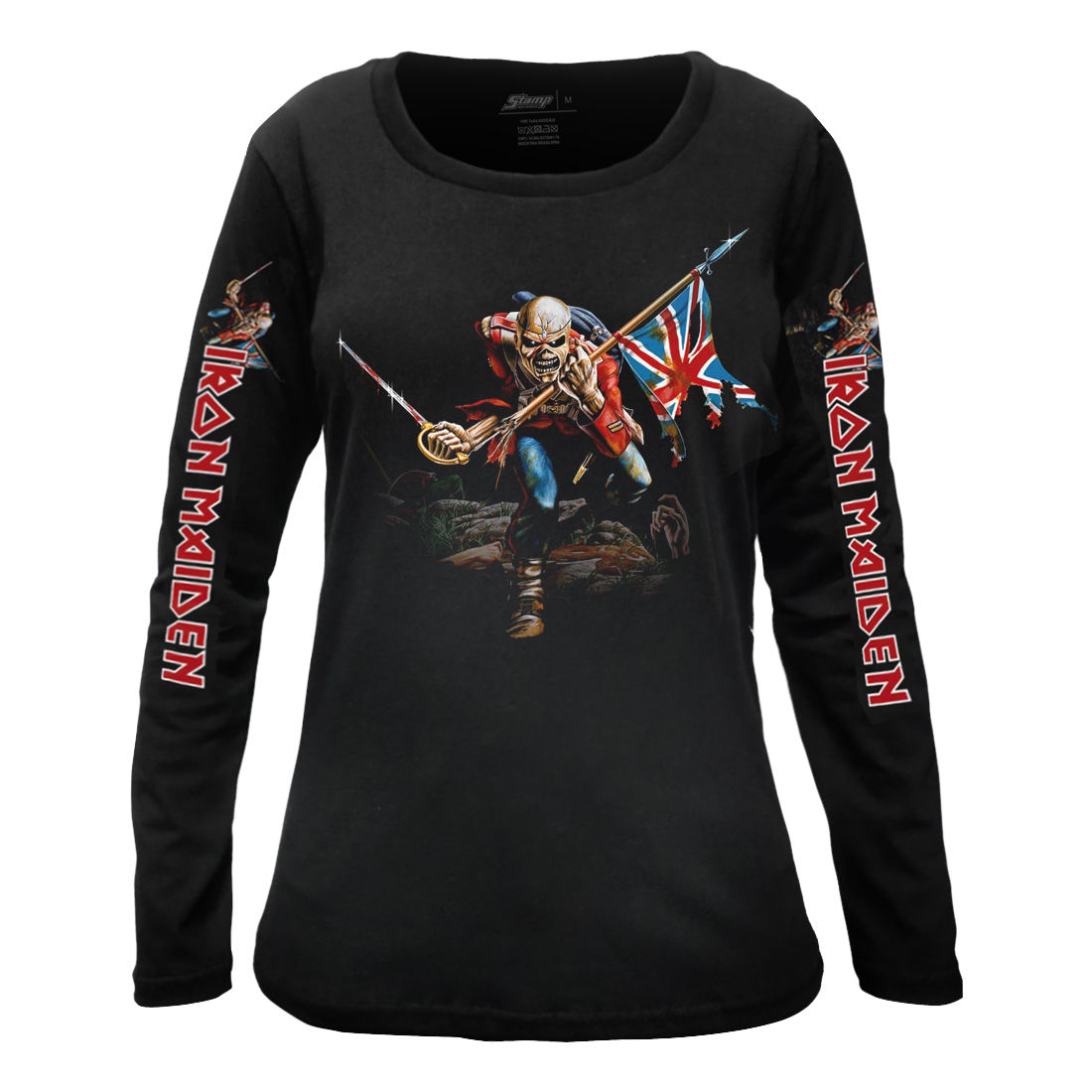 Camiseta Feminina Manga Longa Iron Maiden Trooper Pto FLG005
