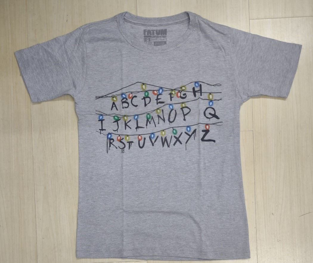 Camiseta Alfabeto Iluminado Cinza FA2154