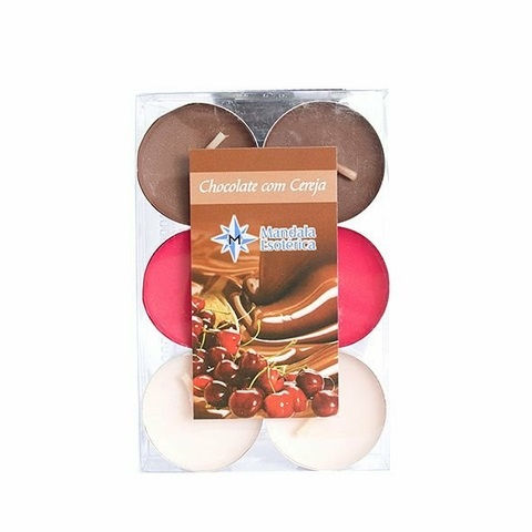 Velas Aromáticas Chocolate e Cereja Caixa 6 Unidades Ren09