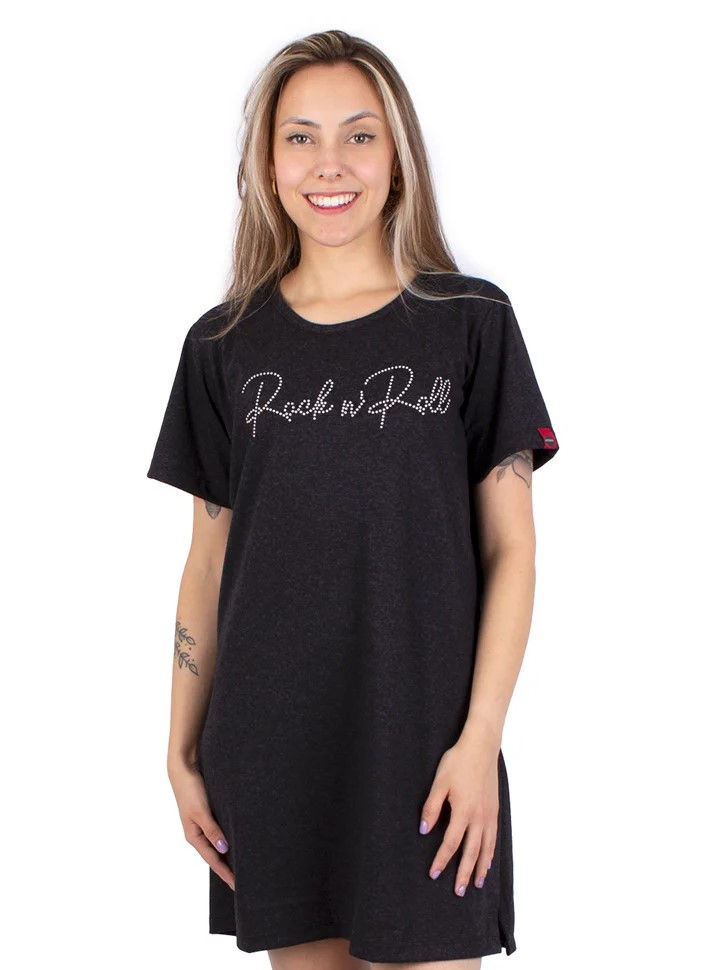 Vestido Tshirt Rock N Roll Jaguar Preto A129293621