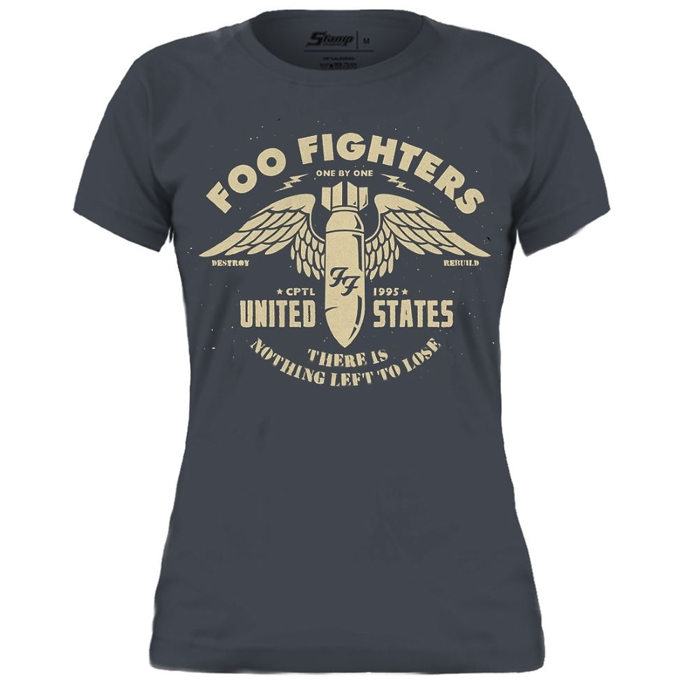 Camiseta Feminina Foo Fighters Baby Look Preto Stamp BB496