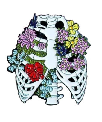 Botton Broche Esqueleto com flores B02
