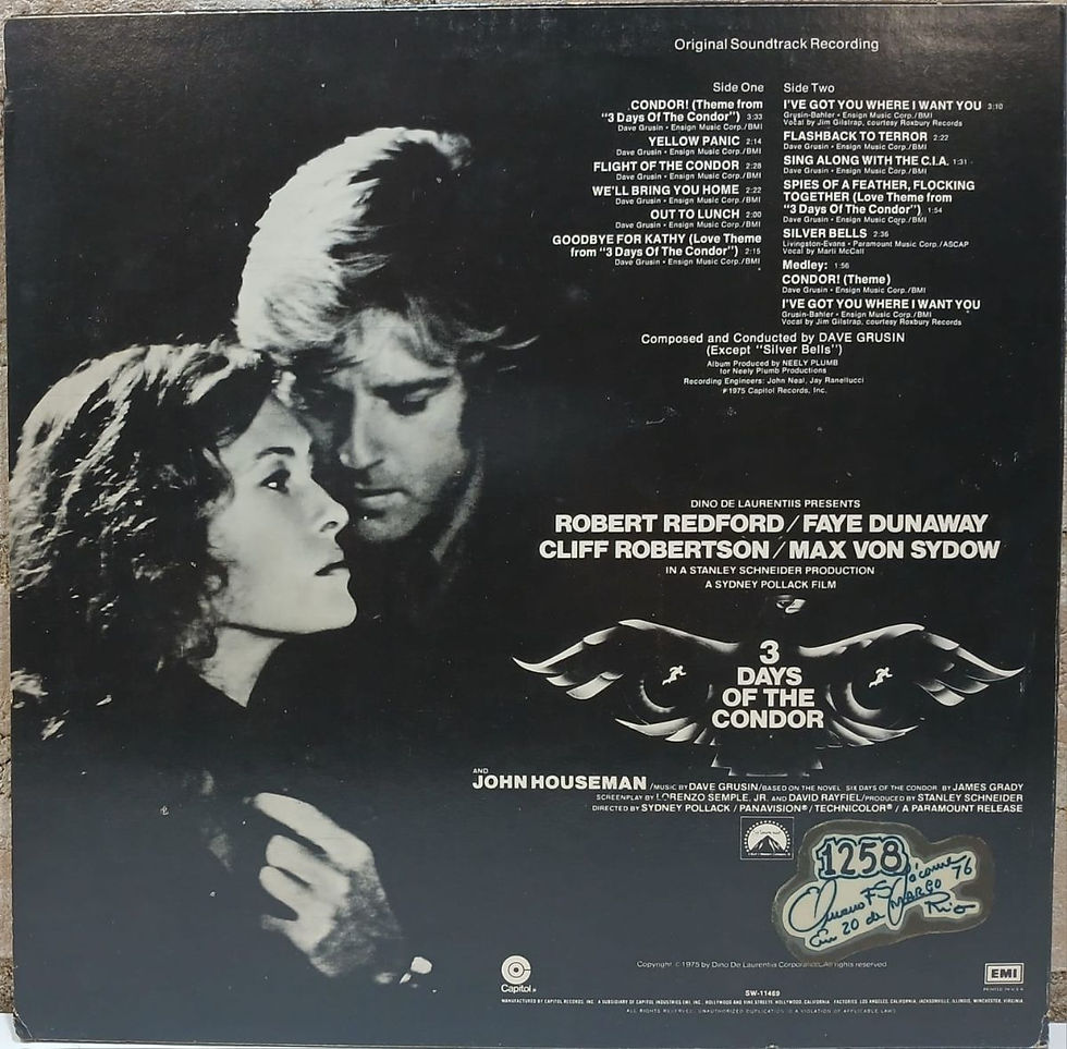 Miniatura: LP Usado 3 Days of the Condor Soundtrack Original Soundtrack