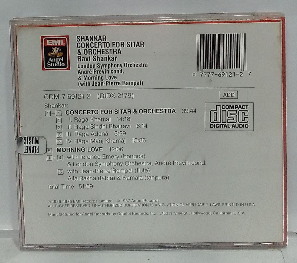 Miniatura: CD Usado Ravi Shankar&André Previn Concerto4Sitar CDU 15143