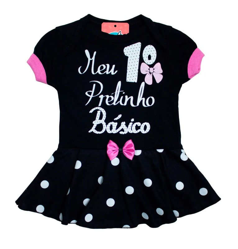 Body Infantil Vestido Primeiro Pretinho Básico BBunny BY0046