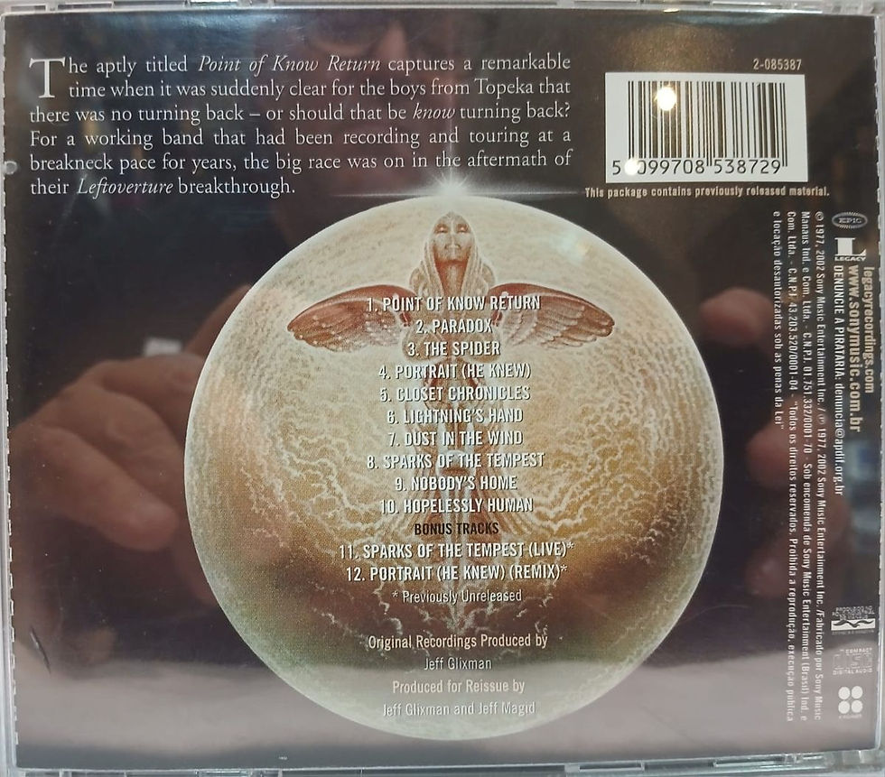 Miniatura: CD Usado Kansas Point of Know Return 1977/2002 Muito Bom Est