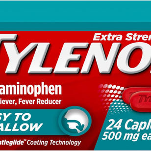 Tylenol Extra Strength Easy to Swallow Acetaminophen Caplets, 24 ct | Pain Reliever & Fever Reducer, Coated Caplets, Gentleglide Technology, 500 mg Extra Strength Acetaminophen