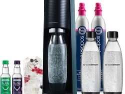SodaStream - Terra Sparkling Water Maker | VALUE BUNDLE | CQC CO2 system | Includes 2x CO2 Cylinders, 3x 32 Fl Oz Dishwasher Safe Bottles, 2x Bubly Flavor Drops | Combine with Pepsi Flavors | Black