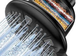 Filtered Shower Head with16 Stage Shower Filter Cartridge High Pressure 7 Spray Settings Shower Head Filter for Hard Water Removes Chlorine and Heavy Metals, Black