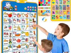 Electronic Alphabet Wall Chart, Talking ABC, 123s, Music Poster, Kids Learning Toys for Toddlers 1-3, Interactive Educational Toddler Toy, Birthday Gifts for Age 1 2 3 4 5 Year Old Boys Girls - Blue