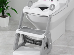 Potty Training Seat, Upgrade 2 in 1 Potty Training Toilet with Step Stool Foldable Toddler Toilet Seat for Kids Boys Girls Toddler Potty with Splash Guard Anti-Slip Pad Adjustable Ladder & Seat Height