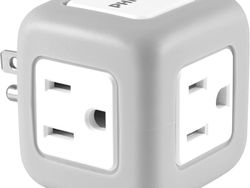 Philips 3-Outlet Extender, Surge Protector, Charging Station, Grounded Wall Tap, 3-Prong, Space Saving Design, Gray, SPP3002GR/37