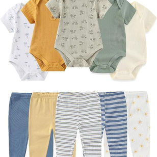 Baby Bodysuit and Pant Set Cotton Ribbed Mix Infant Girl Clothes