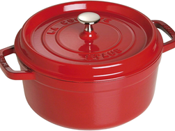STAUB Cast Iron Dutch Oven 4-qt Round Cocotte, Made in France, Serves 3-4, Cherry