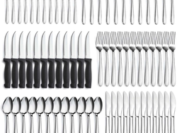 Pleafind 72-Pieces Silverware Set for 12, Flatware Set with Steak Knives, Stainless Steel Cutlery Set, Include Forks Spoons and Knives Set, Dishwasher Safe Utensil Sets for Home Restaurant