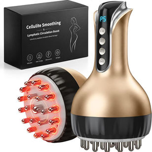 Lymphatic Drainage Massager & Anti-Cellulite Massage Tool, Body Sculpting Device for Legs, Arms & Stomach, Supports Smoother Skin, with Gentle Warming & Vibration (Gilded)