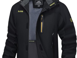 MAGCOMSEN Men's Hooded Windproof Water Resistant Rain Jacket Windbreaker 5 Pockets for Hiking,Fishing,Travel