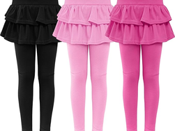 Girls Leggings with Skirt for Girls Kids School Uniform Pants Toddler Ruffle Pants Tutu Pull On Warm Clothes