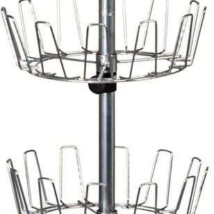 Household Essentials 4-Tier Revolving Shoe Tree, Heavy-Duty Steel with Stabilized Base, Holds 24 Pairs of Shoes, Great for Most Styles, Chromelike Finish