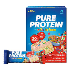 Pure Protein Fruity PEBBLES⢠Protein Bars ā 20g Protein, 3g Sugar, 190 Calories (4 count) Low Sugar* High Protein Snack ā Gluten Free - Perfect for a Healthy Snack.