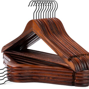 JS HANGER Wooden Hangers 20 Pack - Durable & Slim Coat Hanger - Suit Hanger with 360-Degree Rotatable Hook - Wood Hangers with Shoulder Grooves