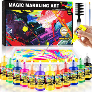 Water Marbling Paint Kit,Easter Basket Stuffers,Arts and Crafts for Kids,Birthday Gifts for Girls Boys 3+Years Old, Toys for Ages 8-13 5-7 3-6, Art Supplies for Kids