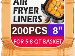 200pcs Air Fryer Liners Disposable, Air Fryer Liners, 8.7" Square Parchment Disposable Paper Liner for Air Fryer, Parchment Paper, Baking, Roasting and Microwave, Non-Stick liner Accessories