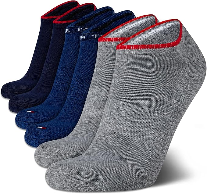 Tommy Hilfiger Mens No Show Socks - 6 Pack Lightweight Performance Stretch Athletic Invisible Shoe Socks Liners for Men