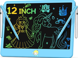 Hockvill LCD Writing Tablet 12 Inch, Toys for Boys Girls Drawing Pad for 3 4 5 6 7 Year Old Kids Toys, Toddler Erasable Doodle Board Travel Essentials, Childrenās Day Christmas Gift for Kids - Blue