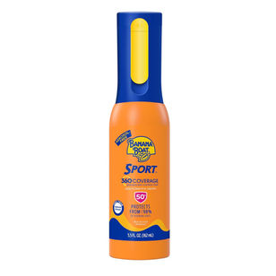 Banana Boat 360 Coverage Sport Sunscreen Mist SPF 50 | Refillable Bottle, Spray Sunscreen SPF 50, Non-Aerosol Sunblock, 360 Coverage Spray, 5.5Fl Oz