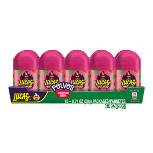 Lucas Powder Watermelon Flavored Candy, 0.71oz - 10 Pieces Pack for Treats, Fruit, Parties, Piñatas