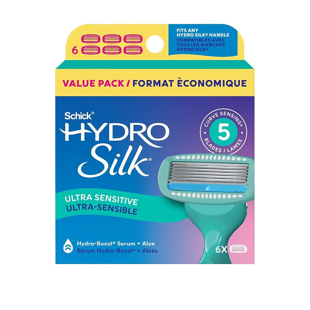 Fill Razor Schick Hydro Silk Sensitive Razor Blade Refills, 6 Count | 5-Blade ...