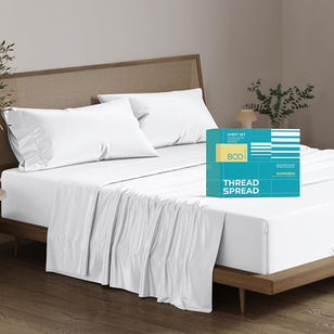 THREAD SPREAD 100% Egyptian Cotton Sheets King Size - 4 PC 800 High Thread Count Egyptian Cotton King Size Bed Sheets Set (White), Soft, Cooling, 16" Deep Pocket Sateen Weave Luxury Hotel Bedsheet 