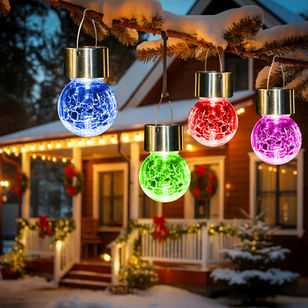 GIGALUMI Solar Lights Outdoor Waterproof, 8 Pack Solar Hanging Lights Garden Decor, Gifts for Women, Solar Outdoor Lantern Waterproof Cracked Glass for Yard, Fence, Tree(Color Changing)