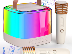 Mini Karaoke Machine for Kids Ages 2-12, Portable Wireless Karaoke Speaker with LED Party Lights & 2 Wireless Microphones, Perfect Birthday & Holiday Toys Gifts for Girls Boysļ¼Q21-Whiteļ¼