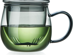 Glass Tea Cup with Infuser and Lid, 32oz/950ml Large Borosilicate Teacup, Clear Mug for Loose Leaf, Blooming Tea, Dishwasher Safe - Tea Maker Gift for Birthday.