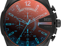 Diesel Men's Mega Chief Stainless Steel Bracelet, Silicone or Leather Band Watch with Analog or Digital Movement