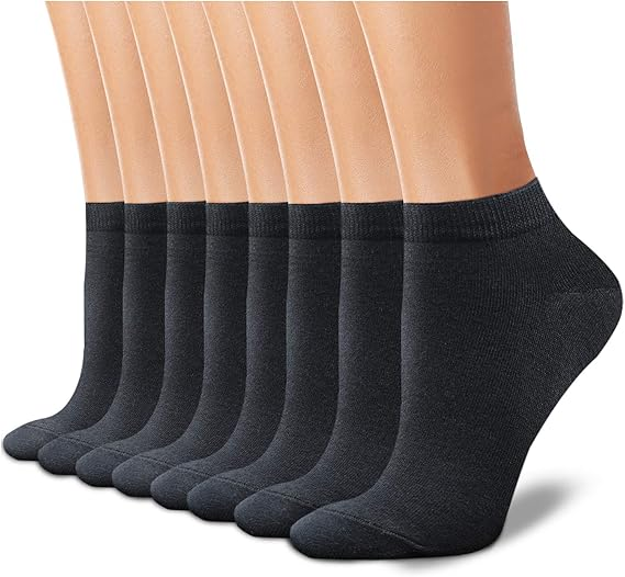 CHARKING 8 Pairs Ankle Socks for Women - Non Slip Cotton No Show Low Cut Casual Socks