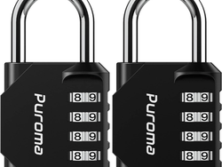 Puroma 2 Pack Combination Lock for Locker 4 Digit Outdoor Waterproof Padlock for School, Gym, Sports, Fence, Toolbox, Gate, Case, Outdoor, Hasp Storage (Black)