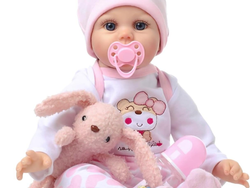 Reborn Baby Dolls Girl 22 Inch Realistic Silicone Baby Doll, Real Life Bebe Dolls Lifelike Handmade Soft Vinyl Cloth Body with Feeding Kit Toys Gifts for Kids 3+ (Lucia)